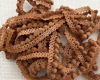 Copper Penny Mini Pom Pom Trim (MPP-110) by Vintage NeedleArts ~ hand-dyed 2 continuous yards