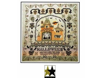 PAPER Cross Stitch Chart - Haunted Chateau from Twin Peak Primitives