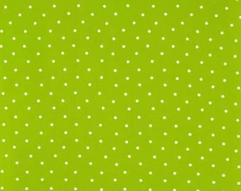 Lime Green Mini Polka Dot Calico Fabric from Brother Sister Design Studio ~ 100% quilter's cotton sewing/quilting fabric white polka dots