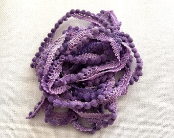 Orchid Mini Pom Pom Trim (MPP-85) by Vintage NeedleArts ~ hand-dyed 2 continuous yards