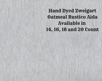Misty Morning Rustic Aida (OR-DDA-70) ~ Hand Dyed Zweigart Oatmeal Rustico Cross Stitch Fabric from Vintage NeedleArts