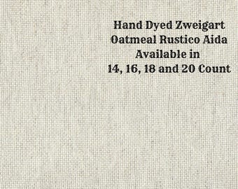 Vanilla Rustic Aida (OR-DDA-90) ~ Hand Dyed Zweigart Oatmeal Rustico Cross Stitch Fabric from Vintage NeedleArts