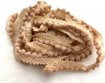 Cinnamon Mini Pom Pom Trim (MPP-42) by Vintage NeedleArts ~ hand-dyed 2 continuous yards