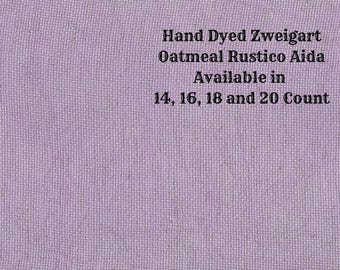 You're Turning Violet, Violet! Rustic Aida (OR-DDA-104) ~ Hand Dyed Zweigart Oatmeal Rustico Cross Stitch Fabric from Vintage NeedleArts