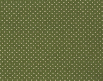 FAT QUARTER ~ Coffee Dyed Green Dotted Fabric ~ hand dyed 100% cotton 18x22 inches Pre-cut