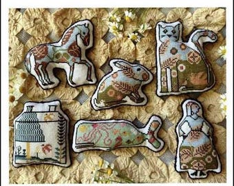 PAPER CHART - Cookie Cutters 2 from Kathy Barrick - cross stitch chart design primitive smalls butterfly whale horse set of six patterns