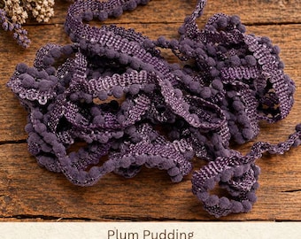 Plum Pudding Hand Dyed Mini Pom Pom Trim (MPP-121) ~ 2 continuous yards per package