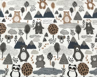 PER YARD ~ Cuddle Cubs by 3 Wishes Flannel Fabric ~ 100% cotton bears mountains woods
