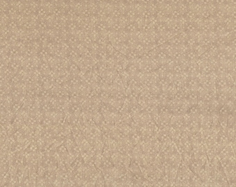 FAT QUARTER ~ Coffee Dyed Beige Flowers Fabric ~ hand dyed 100% cotton 18x22 inches pre-cut