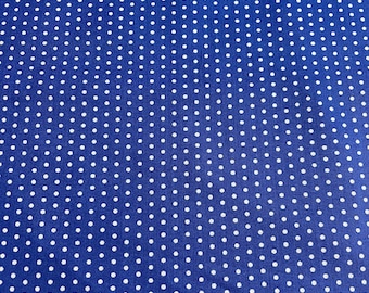PER YARD ~ Keepsake Calico Blue Dots Quilter's Cotton ~ 100% cotton fabric white polka dots on a bright blue background