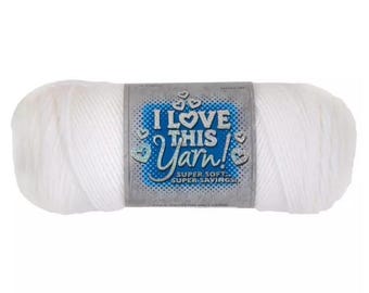 I Love This Yarn! (White) ~ super soft machine washable 100% acrylic