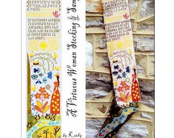 PAPER Cross Stitch Chart- A Virtuous Woman Stocking and Sampler from Kathy Barrick