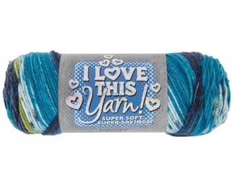 I Love This Yarn Print (Nova Scotian Sky) ~ super soft machine washable 100% acrylic