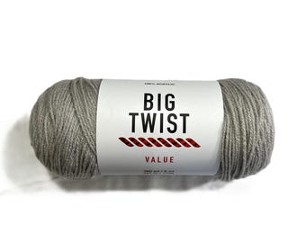 Big Twist Value Yarn ~ Soft Grey ~ 100% worsted acrylic super soft machine washable super soft