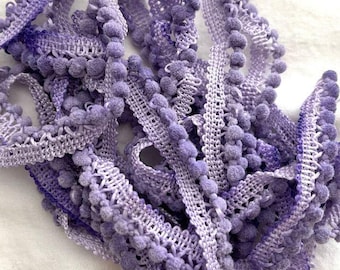 You're Turning Violet, Violet! Mini Pom Pom Trim (MPP-104) by Vintage NeedleArts ~ hand-dyed 2 continuous yards
