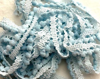 Glacier Mini Pom Pom Trim (MPP-93) by Vintage NeedleArts ~ hand-dyed 2 continuous yards