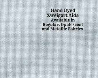 Silver Marlin Aida (Z-BDA-40) Hand Dyed Zweigart Cross Stitch Fabric from Vintage NeedleArts ~ available in regular, opalescent and metallic