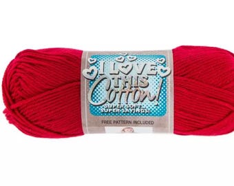 I Love This Cotton! Yarn (Red) ~ soft machine washable 100% cotton yarn amigurumi crochet knitting
