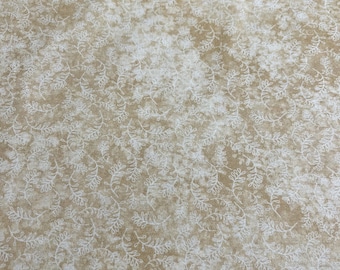 PER YARD ~ Keepsake Calico Vines Tonal Cream Quilter's Cotton ~ 100% cotton fabric off-white vines/leaves on a shaded cream/gold background