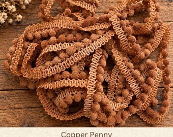 Copper Penny Hand Dyed Mini Pom Pom Trim (MPP-110) ~ 2 continuous yards per package