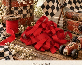 Red-y or Not Rustic Hand Dyed Ribbon (SB-69X) ~ 5/8" wide seam binding crinkle trim ~ 5 continuous yards per package