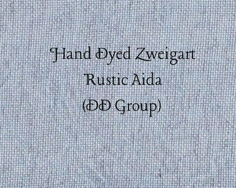 Nantucket Blue Rustic Aida (OR-DDA-26) ~ Hand Dyed Zweigart Oatmeal Rustico Cross Stitch Fabric