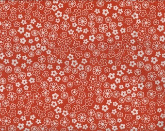 PER YARD ~ Super Snuggle Cotton Flannel Orange Ditsy Daisy Fabric ~ 100% cotton - brushed for softness