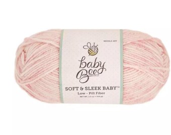 Baby Bee Soft & Sleek Baby Yarn (Pink Marled) ~ super soft machine washable 100% low pill acrylic Yarn Bee
