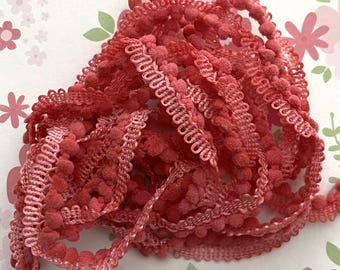 Watermelon Mini Pom Pom Trim (MPP-94) by Vintage NeedleArts ~ hand-dyed 2 continuous yards