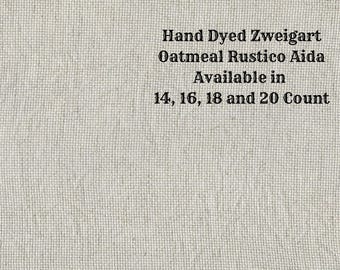 Timeless gray Rustic Aida (OR-DDA-1) ~ Hand Dyed Zweigart Oatmeal Rustico Cross Stitch Fabric from Vintage NeedleArts
