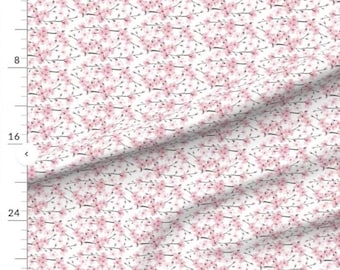 Cherry Blossom Floral Watercolor Fabric from Spoonflower ~ 100% cotton ONE YARD printed panel for sewing and quilting