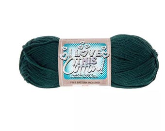 I Love This Cotton! Yarn (Forest Green) ~ soft machine washable 100% cotton