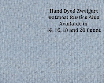 Periwinkle Rustic Aida (OR-DDA-116) ~ Hand Dyed Zweigart Oatmeal Rustico Cross Stitch Fabric from Vintage NeedleArts