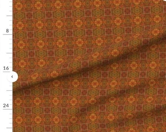 Symmetrical Mandala Mosaic Orange Mid-Scale Fabric from Spoonflower ~ 100% cotton ONE YARD printed panel for sewing and quilting