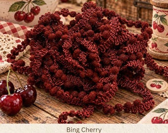 Bing Cherry Hand Dyed Mini Pom Pom Trim (MPP-69X-108) ~ 2 continuous yards per package