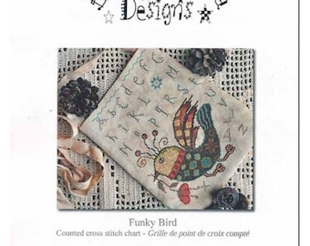 PAPER Cross Stitch Chart - Funky Bird from Barbara Ana Designs