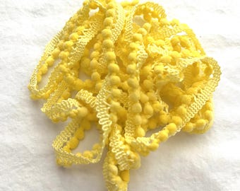 Tweety Bird Yellow Mini Pom Pom Trim (MPP-55) by Vintage NeedleArts ~ hand-dyed 2 continuous yards