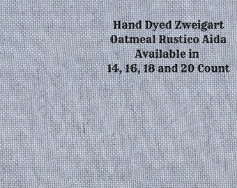 Denim Rustic Aida (OR-DDA-17) ~ Hand Dyed Zweigart Oatmeal Rustico Cross Stitch Fabric from Vintage NeedleArts