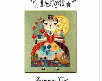 PAPER Cross Stitch Chart - Summer Cat from Barbara Ana Designs
