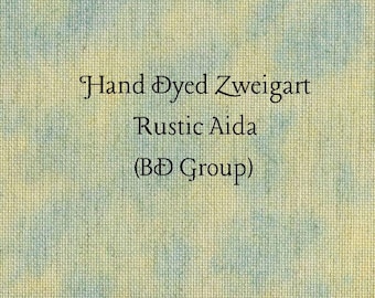 Buttercup & Blue Rustic Aida (OR-BDA-5-88-PT) ~ Hand Dyed Zweigart Oatmeal Rustico Cross Stitch Fabric
