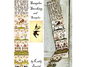 PAPER Cross Stitch Chart- Sampler Stocking and Sampler from Kathy Barrick