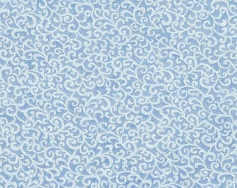 FAT QUARTER ~ Scroll Vines Embossed Cotton (Liberty Blue) ~ Hand Dyed Fabric from Vintage NeedleArts 18x22 inches