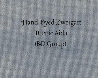 Favorite Blue Jeans Rustic Aida (OR-BDA-17) ~ Hand Dyed Zweigart Oatmeal Rustico Cross Stitch Fabric