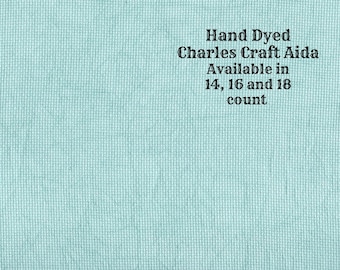 Aqua Aida (CC-DDA-59) ~ Hand Dyed DMC/Charles Craft Cross Stitch Fabric from Vintage NeedleArts
