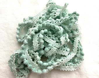 Aqua Frost Mini Pom Pom Trim (MPP-34) by Vintage NeedleArts ~ hand-dyed 2 continuous yards