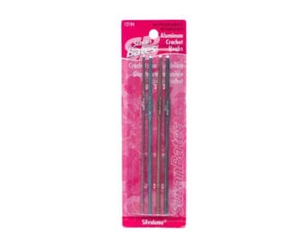 Susan Bates Silvalume Aluminum Crochet Hooks ~ Set of four C2/2.75, D3/3.25, E4/3.50, F5/3.75