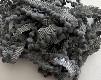 Pewter Mini Pom Pom Trim (MPP-120) by Vintage NeedleArts ~ hand-dyed 2 continuous yards