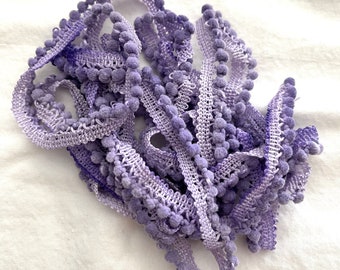 You're Turning Violet, Violet! Mini Pom Pom Trim (MPP-104) by Vintage NeedleArts ~ hand-dyed 2 continuous yards