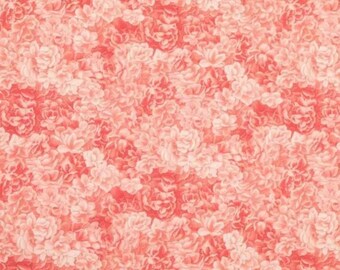 Pink Packed Roses Calico Fabric ~ 100% quilter's cotton peach coral flowers floral sewing quilting
