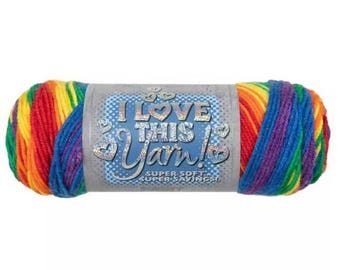 I Love This Yarn Print (Rainbow) ~ 100% acrylic